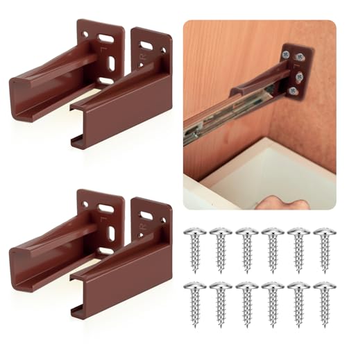 Chunful 2 Pair Rear Drawer Track Socket Back Plates Mounting Brackets,Brown - color: Brown