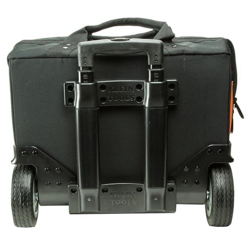 Klein Tools 55452RTB Tool Bag, Water Resistant Tool Storage Organizer Rolls on Rugged 6-Inch Wheels, 24 Pockets, Load Tested to 200-Pound - size: Rolling Tool Bag
