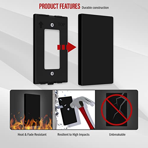 ENERLITES Screwless Blank Wall Plate, 1-Gang Outlet Covers, 1 Pack, Black - color: Black, size: Screwless