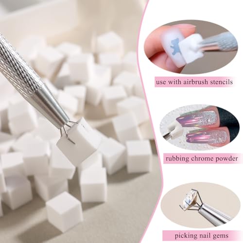Fcozpjk 100Pcs Soft Nail Sponges for Ombre & 6Pcs Wedge Sponges Aura Nails - color: White2