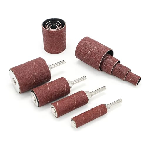 2”Long Sanding Drums and Sleeves Set with 1/4”Shank for Drill or Drill Press, Sanding Drum Kit for Sanding Smoothing Shaping Polishing Fiberglass Wood Metals, 60,80,120 Grit-16pack - size: Length: 2'' (sanding drums & sleeves)