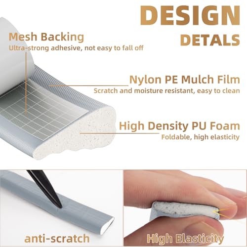 Kneelisa 118” Wedge-Shape Foam Window Weather Stripping Door Seal - color: Gray, size: 118"