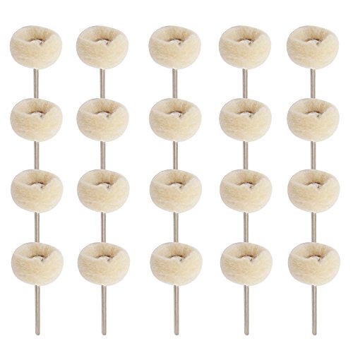 Buffing Polishing Wheel Kit Aluminum Polish Mounted Cotton Soft Fine 3/32 Shank Buff Wheels Shank Rotary Tools Accessories Pack of 20 Pieces