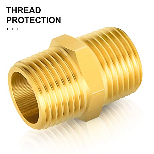 GASHER 8PCS Brass Pipe Fitting Hex Nipple Kit 1/8 inch 1/4 inch 3/8 inch 1/2 inch - style: Hex Nipple Kit（8Pcs）