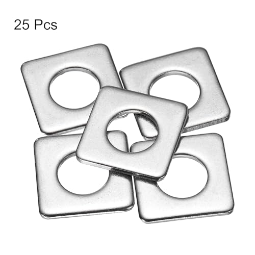 uxcell Square Washer, 25Pcs M10x20x20x2mm 304 Stainless Steel Square Plate Washers Flat Pad Spacer Gasket for Hardware Fastener - size: M10x20x20x2mm