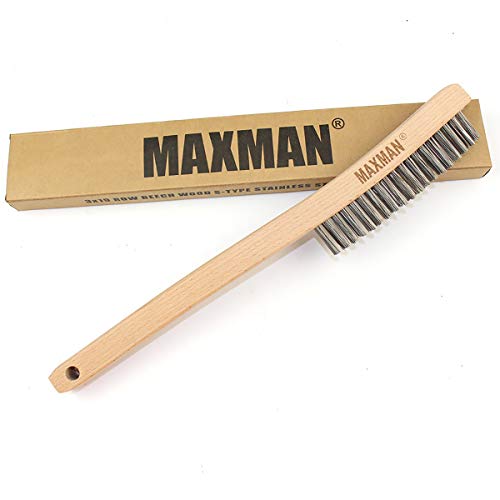 MAXMAN Wire Brush, 14" Stainless Steel Bristle, Heavy Duty Rust Remover - style: 1 Stainless Steel Brush
