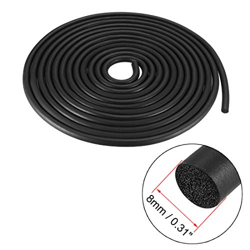 uxcell Foam Rubber Seal Weather Strip 8mm Diameter 5 Meters Long Black - size: 8mm x5m