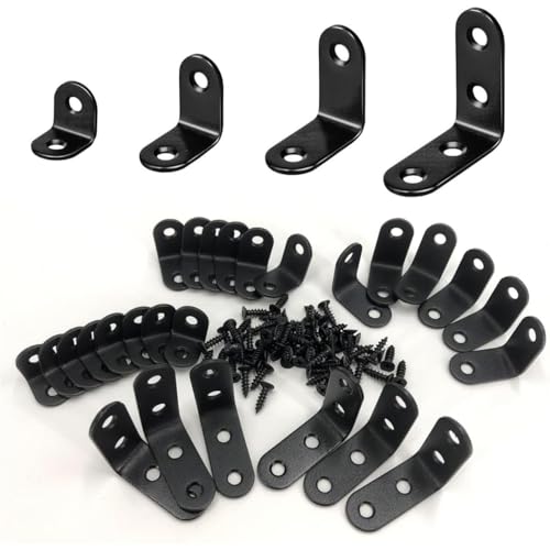 QSJ 26 PCS Corner Bracket Brace Set Stainless Steel 90-Degree Corner Braces 0.78’’/0.98’’/1.18’’/1.57’’with 64pcs Screws for Wood Furniture Cabinet Chair - size: 26Pcs Bracket Set (Solid L-0.78/0.98/1.18/1.57'')