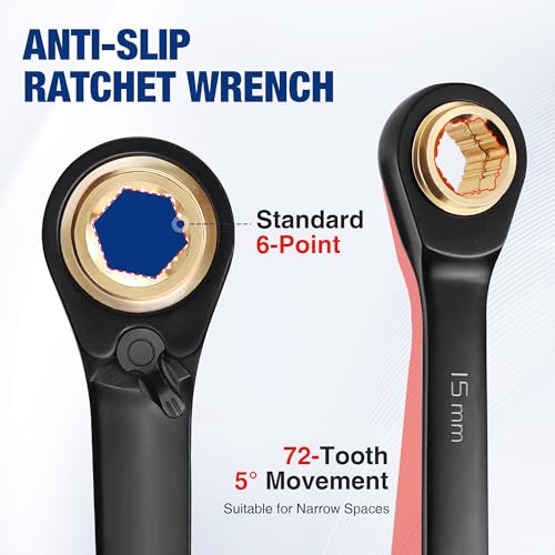 WORKPRO 3 PCS 4-in-1 Reversible Ratcheting Wrench Set, Metric, Anti-Slip - style: Metric