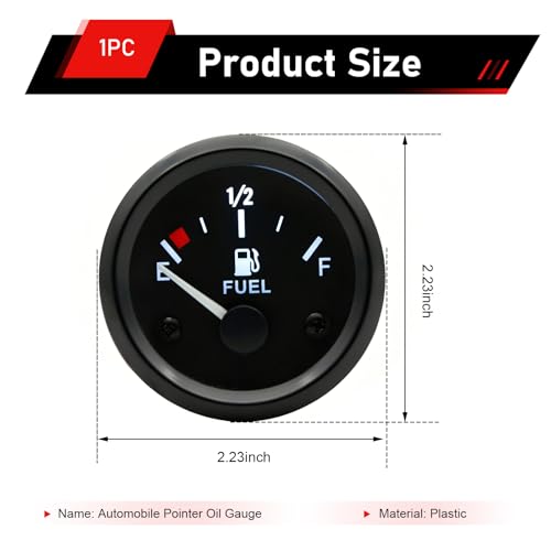 2" 52mm Fuel Level Gauge, 12V 240-33ohm Boat Fuel Gauge Gas Tank Meter with E-1/2-F Pointer Dash, Fuel Sensor with Nut and Bracket, Fit for Car RV Yacht Marine Motorcycle (Black)