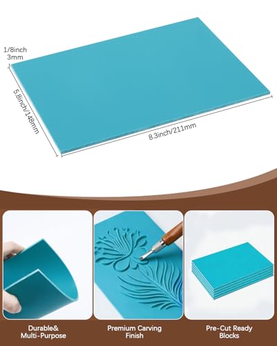 UCEC 38Pcs Linocut Kit with 12 Carving Tools, Brayer, Baren & Lino Blocks - color: Block Printing Kit-38 Pack