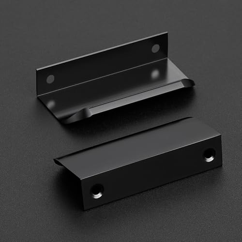 Matte Black Cabinet Handles Finger Edge Pulls 3.15 Inch CC 10 Pack - color: Matte Black, size: 80mm/3.15" Overall Length