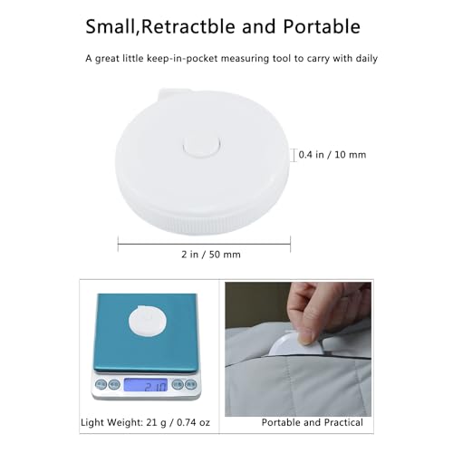 Tape Measure,60 Inch Soft Measuring Tape for Body Fabric Sewing - color: White