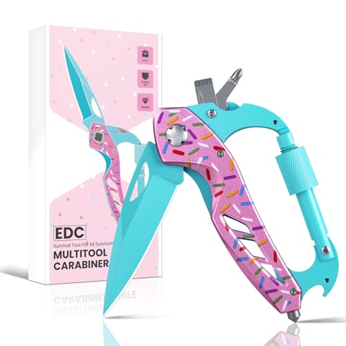 FUNBRO 6-in-1 Multitool with Folding Pocket Knife, Bottle Opener - color: Macaron
