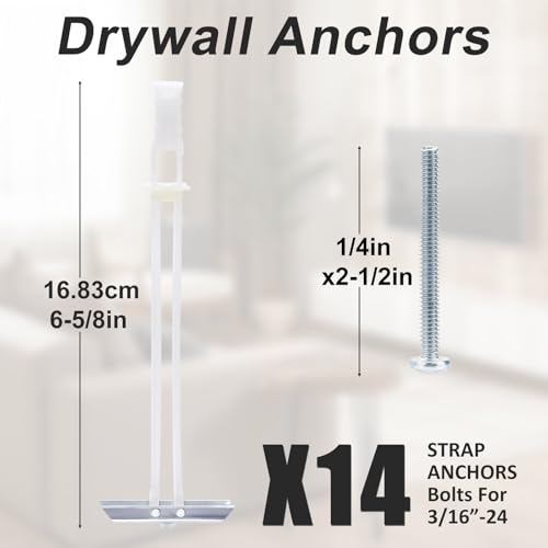 14 Pack Drywall Anchor with Included Bolts for 3/16”-24 - size: 3/16"-24：Pack of 14