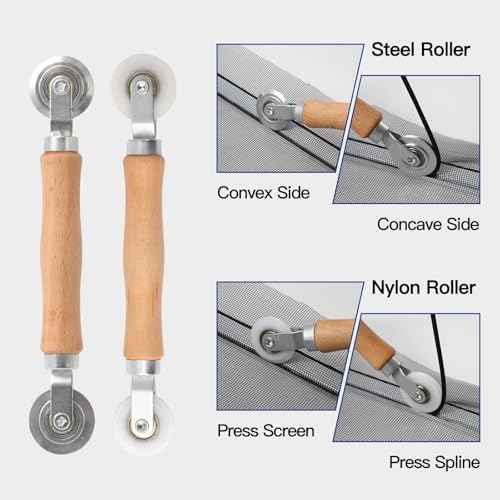 Window Screen Door Repair Kit Include Window Screens Mesh 48"x114" with All Tools in Window Screen Replacement(Screen Rollers, Splines, Hook), Yolovit - size: 48"x114"