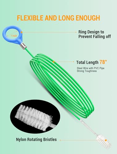 78 Inch Long Auto Sunroof Cleaning Tool with 1 PC 7.9 Inch Drain Brush