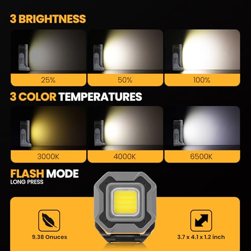 2-Pack 1200LM Magnetic Rechargeable LED Work Light for Car Camp - color: Gray