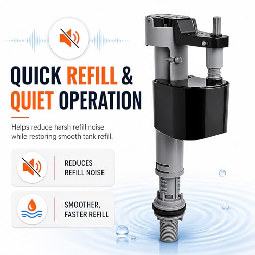 Toilet Fill Valve Replacement Kit, Adjustable 8"–13" Toilet Tank Fill Valve, Standard 7/8" Inlet Toilet Repair Kit Inside Tank, Quiet Refill Water, Easy DIY Fix for No Fill or Slow Filling Toilets