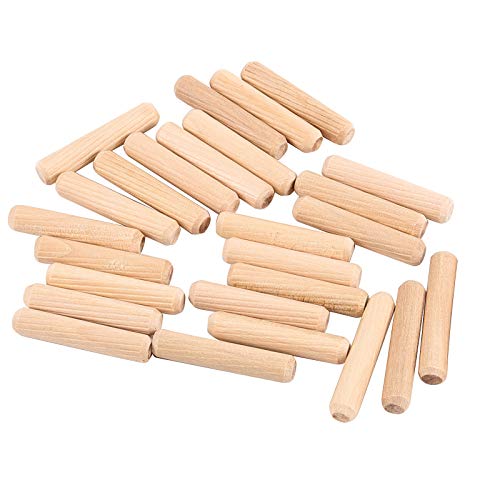 HAKZEON 1000 Pieces 5/16" x 1 1/2" Wood Dowel Pins Fluted Wooden Dowel Pins with Beveled Ends, Hardwood Made Tapered Wooden Dowel Pin Easy to Insert for Woodworking DIY Projects