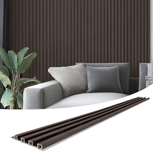 Art3d 96 x 6 Inch WPC Wood Diffuser Slat Wall Panel, 8-Pack, Black Walnut - color: Walnut, size: 96*6