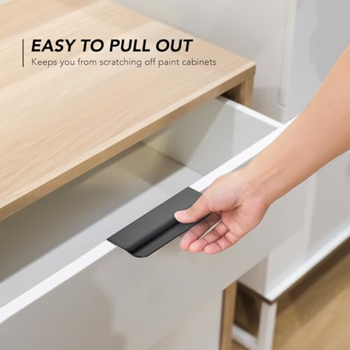 Matte Black Cabinet Handles Finger Edge Pulls 4 Inch CC 10 Pack - color: Matte Black, size: 102mm/4" Overall Length