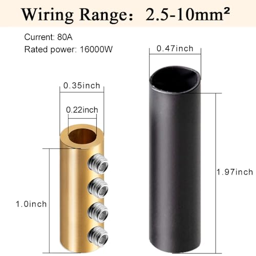 GRZWAYS 6 8 10 AWG Gauge Wire Connector Nut Kit, Copper Connection Terminal - style: 5 sets