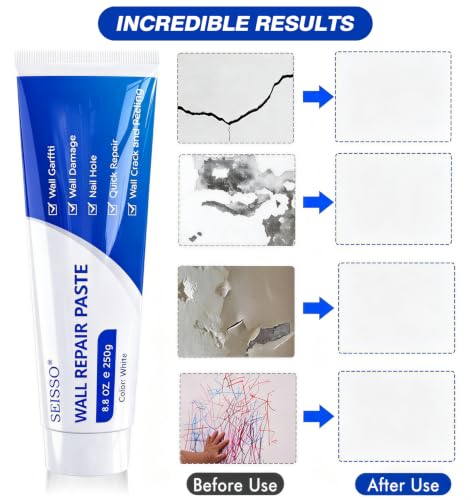SEISSO Drywall Repair Kit, Wall Mending Agent, White Spackle Putty Wall Repair Paste Plaster Tube, Patch Repair Kit for Wall Hole Filler, Scratches, Nail Holes, Cracks, Graffiti, Dent, 1PC Paste - style: 1pc paste