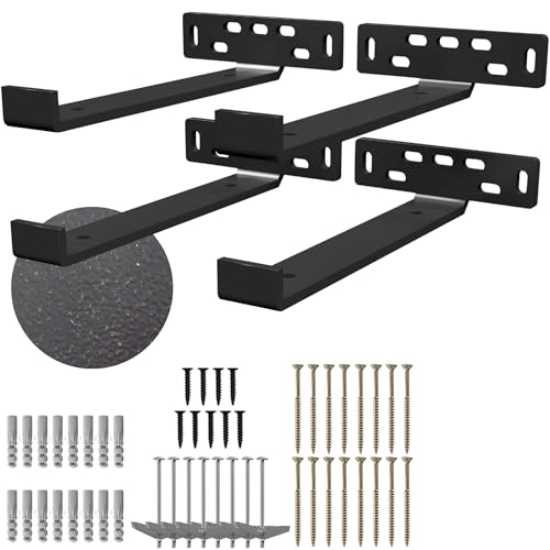 4 x J Shelf Brackets with Lip (9.25"L x 5"W x 1 1/4"H) Heavy Duty Floating Shelves Bracket - High-Quality Floating Shelves Hardware with Robust Shelf Bracket for Secure Wall Mounting-ANTIQUE - color: Antique, size: 9.25 inch - J Shape