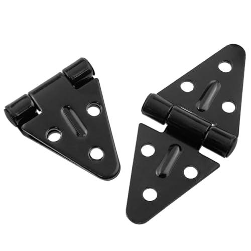 Lovelysp Triangle Flat Hinge Door Hinge Triangular Gate Hinge Shed Hinge with Mounting Screws (Black) 2pcs