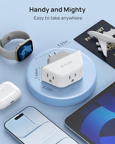 TROND Outlet Extender with 360 Rotating Plug for Bathroom Kitchen - color: White, size: 3AC-3 Prong (Rotating Plug), 1 Pack