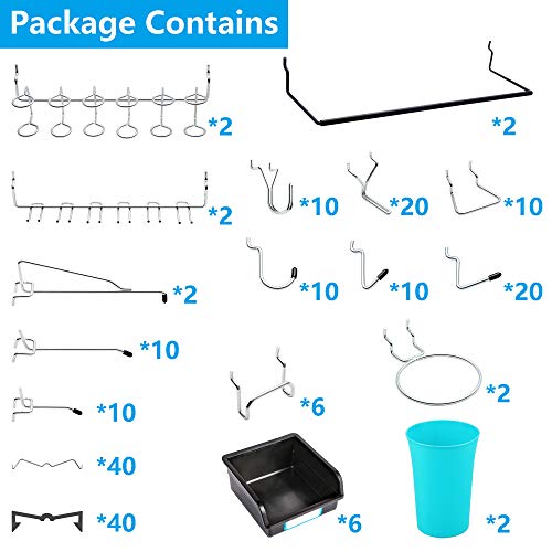 FRIMOONY Pegboard Hooks, with Bins, Peg Locks, for Organizing Various Tools, 204 PCS, 80 of Which are Locks - style: 204PCS