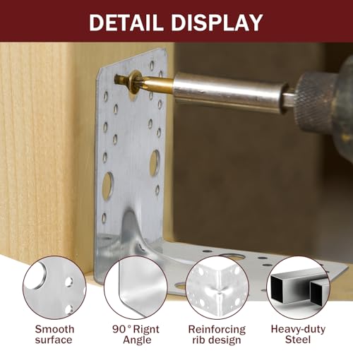 Shimeyao 4 Pcs 4x4 Steel L Brackets 1.7mm Angle Bracket 90 Degree, Silver - color: Silver