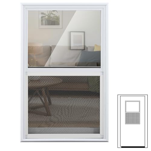 DoubleFill 24" x 38" Door Glass Insert Replacement Kit for Front or Exterior Doors, Venting Sliding Window with Screen, Double Pane Tempered Glass Insert for 1-3/4" Doors Home Improvement