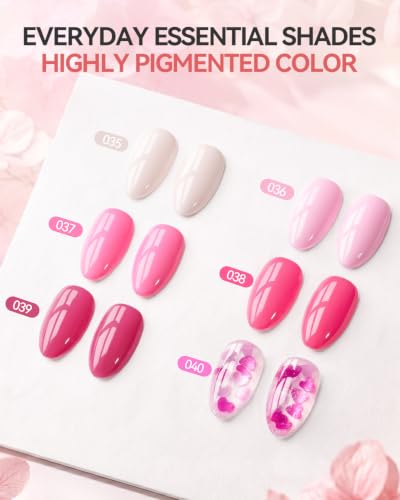 Makartt Pink Gel Nail Polish Set 15ML : 6 Pink Rose Colors - color: Little Love Notes