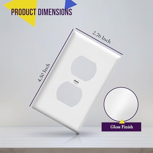 ENERLITES Duplex Receptacle Outlet Wall Plate, Size 1-Gang 4.50" x 2.76", Unbreakable Polycarbonate Thermoplastic, 8821-W, White - color: White, size: Standard Size