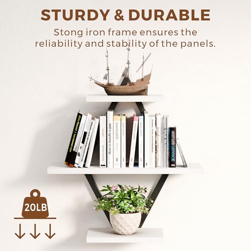 Floating Wall Shelves, Set of 2, White - color: White