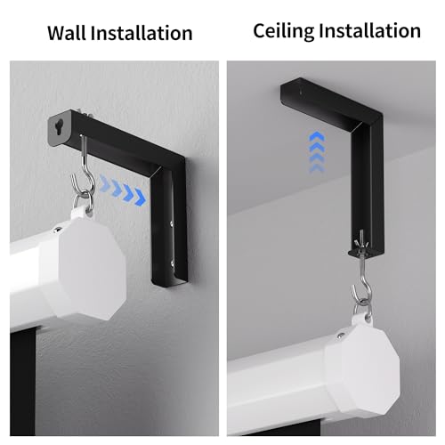 suptek Universal Projector Screen Wall Mount L-Brackets Wall Hanging Mount 6 inch Adjustable Extension Mounting Hooks for Projection Screen up to 66 lbs, 30 kg Capacity Each, PRL001B, Black (1 Pair) - size: 6 inch-black