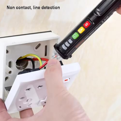 Edward Tools Non-Contact Voltage Detector Pen - 1000V AC Audible + Flashing Alarms - Flashlight - Included Batteries - Sensitivity Adjustment - CE Certified for Electricians/Home Use