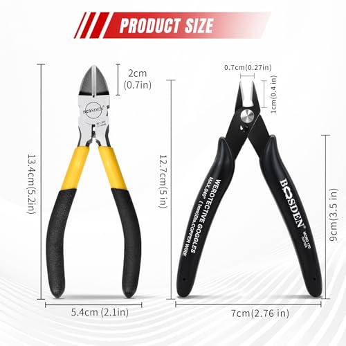 BOOSDEN Mini Flush Cutters & Wire Cutters Set for Jewelry Making 5 Inch - size: 5" Wire Cutter+5" Flush Cutter
