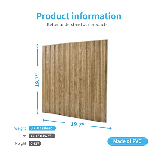 Art3d 3D Fluted Textured Slat Wall Panels, 19.7 x 19.7 in, 12-Pack, Walnut | PVC, Waterproof, Scratch Proof, Wipeable, Break-Proof, Ideal for Home, Office and Commercial Spaces - color: Square - Walnut, size: 19.7 x 19.7in.