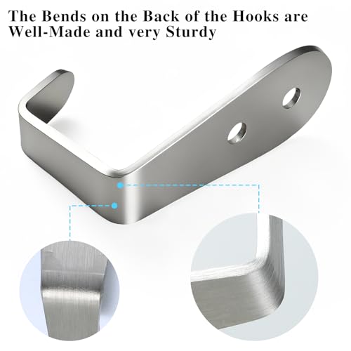 8 Pcs Stainless Steel Hooks for Hanging, Heavy Duty Hook, Wall Hooks Key Holder Wall Mount Hanger Coat Hook Garage Storage Screw Utility Hooks (Silver) - color: Silver