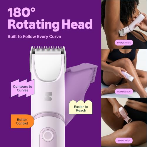 SpinDuo 2 in 1 Electric Bikini Trimmer for Women,180°Rotating Head - color: Purple