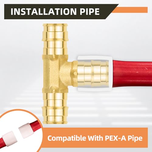 (12-Pack YVSKM) 1/2" PEX-A Fittings Set – 3 Tee, 4 Elbow, 5 Coupling, Lead-Free Brass Full Flow Connector, ASTM F1960 & cUPC Certified for Residential Hot & Cold Water and Radiant Heating Systems - size: 1/2 Inch 12-Pack