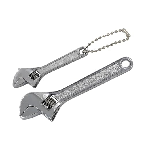 2pcs (2.5 inch + 4 inch) Mini Adjustable Wrench, Silver Tiny Spanner - color: Silver, size: 2.5" + 4"