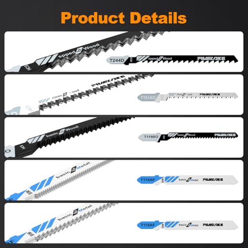 T-Shank Jigsaw Blades Set, 20Pcs Assorted Replacement Jigsaw Blades - style: 20-Pack（20 Pieces）