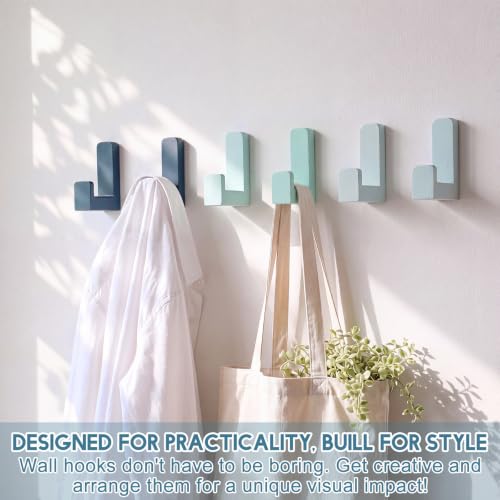Teenyyou 6 Pcs Cute Kids Wall Hooks Adhesive for Backpack White，Mint，Blue - color: White，mint，blue