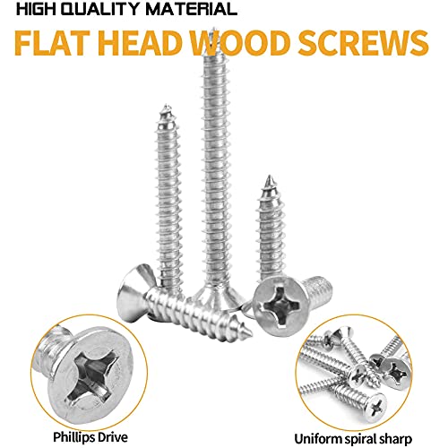 VIGRUE Stainless Steel Wood Screws Assortment Kit, #4#6#8#10#12 Phillips Pan Head Sheet Metal Screws Self Tapping Screws Set, 450Pcs - style: 450Pcs Pan Head #4#6#8#10#12