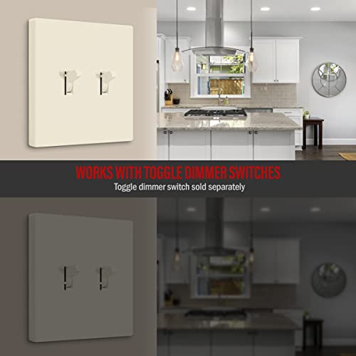 ENERLITES Screwless Double Toggle Switch Wall Plate, Child Safe Dual Light Switch Cover, Standard Size 2-Gang 4.68" x 4.73", Unbreakable Polycarbonate Thermoplastic, SI8812-LA, Glossy, Light Almond - color: Light Almond, size: Screwless