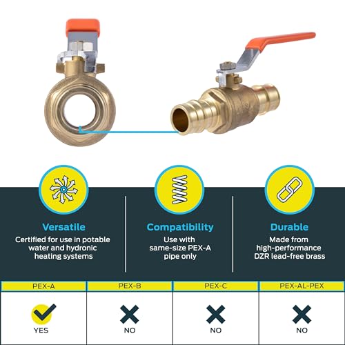 SharkBite 3/4 Inch Expansion Ball Valve for PEX-A Pipe, Brass Plumbing Fittings for PEX A Tubing, UAB22462LFA - size: 3/4 in.